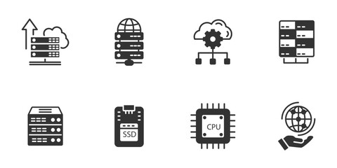 data center and hosting icons set . data center and hosting pack symbol vector elements for infographic web