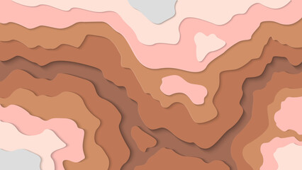 Illustration papercut vector graphic of ground texture on hills. brown and pink style coloring. good for wallpaper, background, banner element, book cover, name card, social media content, etc.