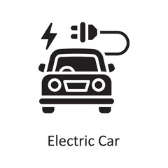 Electric Car vector solid Icon Design illustration. Miscellaneous Symbol on White background EPS 10 File