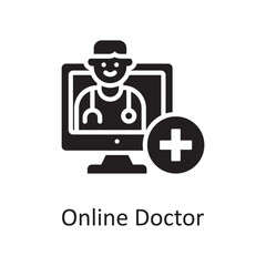 Online Doctor vector solid Icon Design illustration. Miscellaneous Symbol on White background EPS 10 File