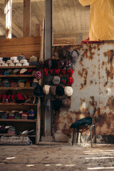 Hat stand in the center of the Medina in Morocco