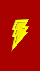 Illustration papercut vector graphic of yellow thunder, one of symbol super hero with red background. good for phone wallpaper, element, book cover, identity element, social media content, etc.