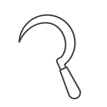 recommend clip art: garden scythe, sickle blade outline icon- vector illustration