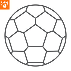 Soccer ball line icon, outline style icon for web site or mobile app, play and sport, football vector icon, simple vector illustration, vector graphics with editable strokes.