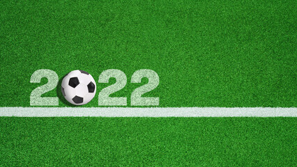textured soccer game field with 2022 - center, midfield