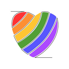 Continuous line drawing of LGBT heart. Love concept. Vector illustration