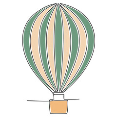 Continuous line drawing of hot air balloon. Vector illustration