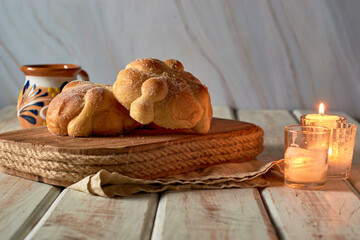 Traditional mexican bread of the dead 
