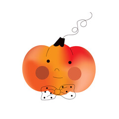 Pumpkins kawaii cute character cartoon  smiling face vegetable gourd happy emotions vector illustration.