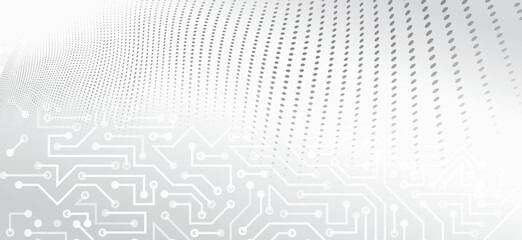 Abstract innovation background from technological elements. Advanced communication technologies. Gray and white futuristic background. Vector illustration template.