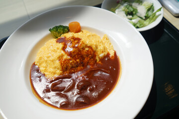 Japan omelette chicken katsu curry rice
