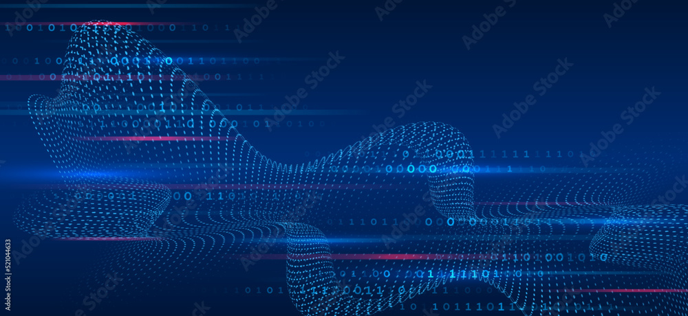 Poster blue background with various technological elements. hi-tech computer digital technology concept. ab