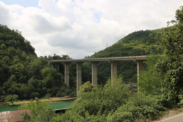 Automobile bridge on the Zhinvali reservoir