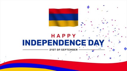 Happy Armenia Independence Day Wallpaper Animation 4K with confetti and graphics. Patriotic day of Armenia