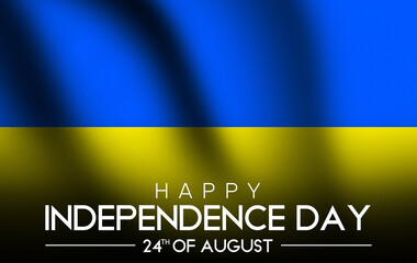 Happy Independence Day of Ukraine with a Waving Flag backdrop. Ukraine national holiday wallpaper