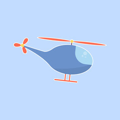 Catroon helicoper in flat style. Air transport in childlish style. Vector illustration