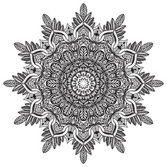 Coloring book patterns in mandala style for Henna, Mehndi, tattoos, decorative ornaments in ethnic oriental style page.
