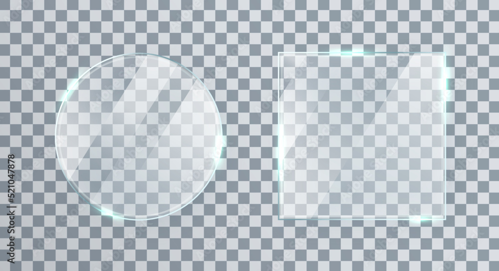 Poster glass window texture set. glossy mirror panel. bright square screen effect. plastic plate mockup. di