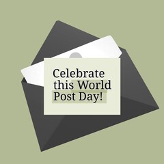 Composition of world post day text over envelope