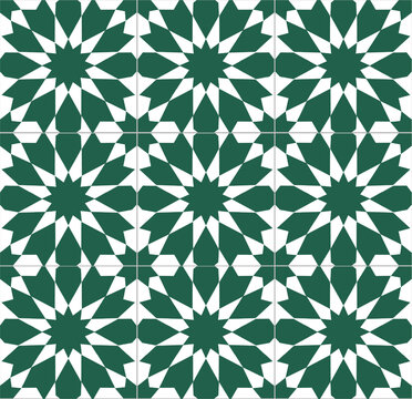 Islamic tiles. Mosaic with Islamic, Arabic, Indian, Turkish and Ottoman motifs. Vector in EPS