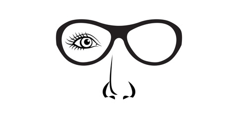glasses and eyes with a nose.