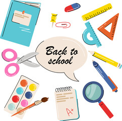 Vector illustration banner background design sketch outline element of education,Template for school.Draw doodle cartoon style.