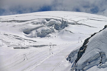 Plateau Rosà glacier, the effects of climate change are evident. Due to little snow and high...