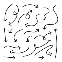 Conjunto de Iconos de flechas de diferentes formas y direcciones. Flechas negras onduladas. Indicadores