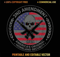 2nd Amendment America's Original Homeland Security Gun T-Shirt Vector Design.