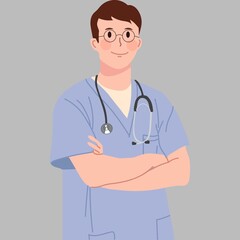 doctor with stethoscope - obrazy, fototapety, plakaty
