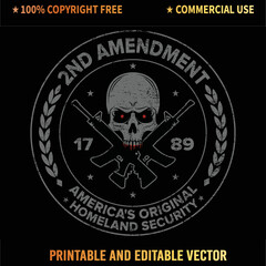 Fototapeta na wymiar 2nd Amendment America's Original Homeland Security Gun T-Shirt Vector Design.