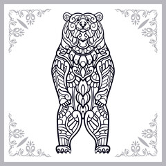 Grizzly bear zentangle arts isolated on white background