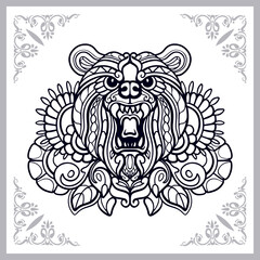 Grizzly bear zentangle arts isolated on white background