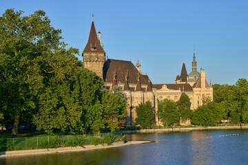 Obraz premium Vajdahunyad castle at Varosliget city park, Budapest, Hungary