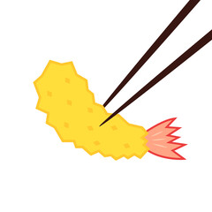 Tempura Shrimp Fried cartoon vector. Tempura Shrimp Fried Japanese Food Ebifurai Vector Illustration Cartoon Icon.