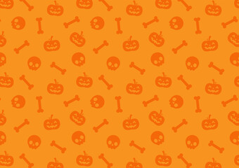 Skull, pumpkin and Bone pattern background. Skull icon. Halloween icon. Halloween pattern.