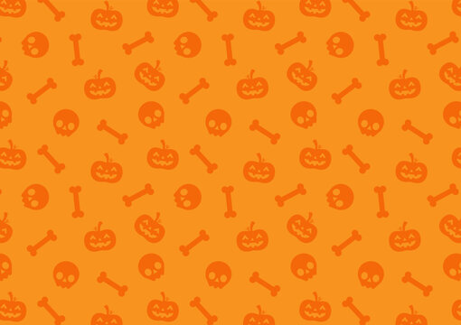Skull, pumpkin and Bone pattern background. Skull icon. Halloween icon. Halloween pattern.