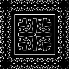 Black and white abstract geometric seamless pattern with wavy shapes, and curved lines.  monochrome mandala. striped background. Repeat design for decor, cover, print.