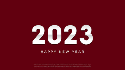 Happy new year 2023 modern, on red background