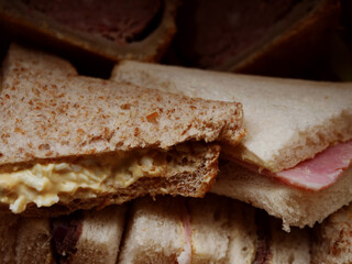 Selection of sandwiches with choice of fillings close up