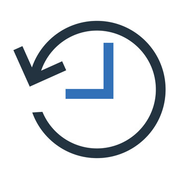A flat illustration design of Time Return Rotation icon on a white background. Time Return Rotation vector illustration.  
