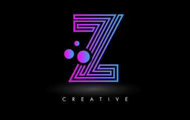 Purple Lines Z Letter Logo Letter made of Lines. Monogram Style Letter Icon Vector