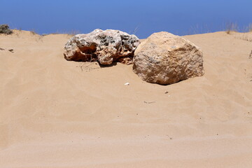 Fototapeta na wymiar Sand dune on the shores of the Mediterranean Sea in northern Israel.