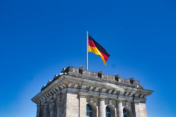 black red yellow German falg on German Reichstag