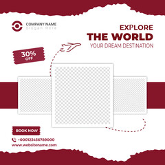 Explore the world travel vacation business flat social media instagram post 09