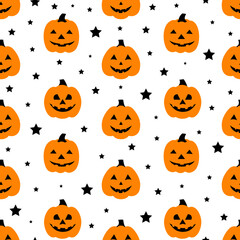 Seamless pattern pumpkin Halloween vector illustration