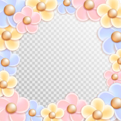 Floral frame background. Vector illustration cartoon template for greeting card.