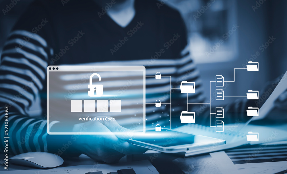 Poster security password login online concept hands typing and entering username and password of social med