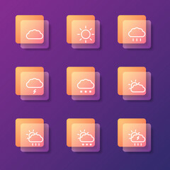 Phenomena weather Set of 9 trendy simple icons for UI and app.