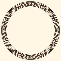 Greek key pattern, round frame. Decorative ancient meander, greece border ornament with repeated geometric motif. Vector EPS10.